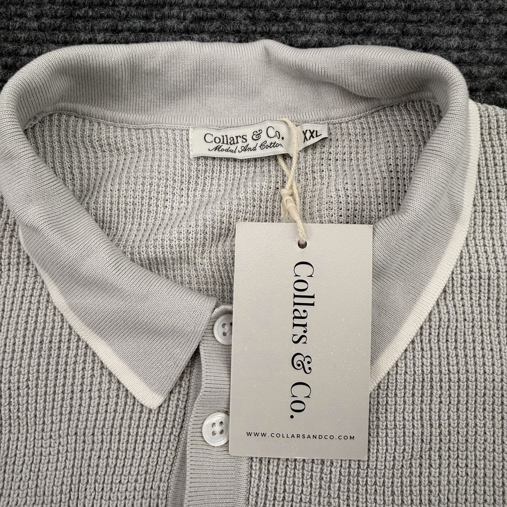 Collars and Co Rivera Waffle Knit Polo Shirt Mens Size 2XL Modal Cotton Sold Out - Picture 5 of 6